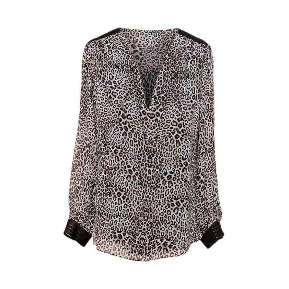 Hale Bob Faded Pink Leopard Chiffon V-Neck Blouse